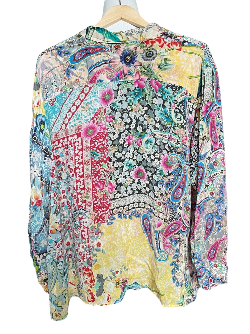 Johnny Was Milla vibrant floral patchwork button down shirt - Picture 5 of 12